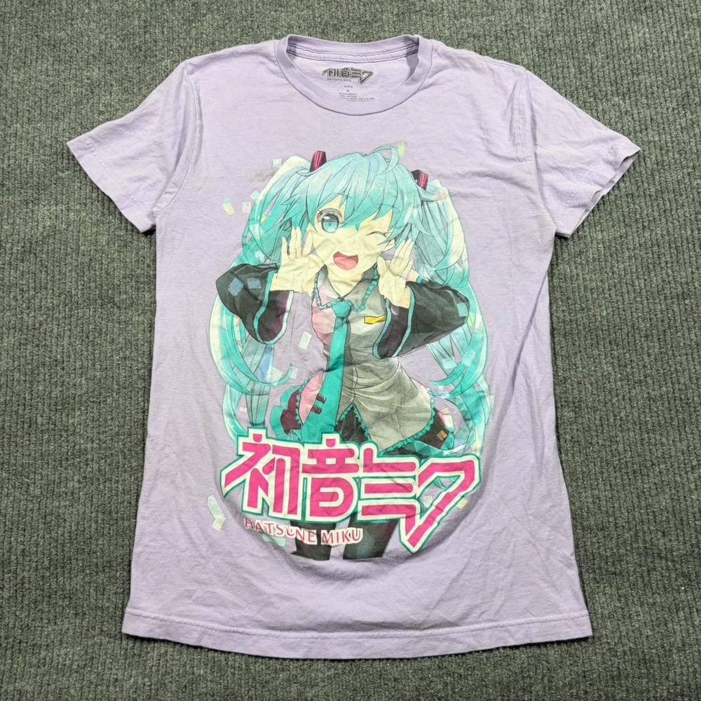 Hatsune Miku Anime Graphic T-Shirt Purple Women Small Short Sleeve Cotton